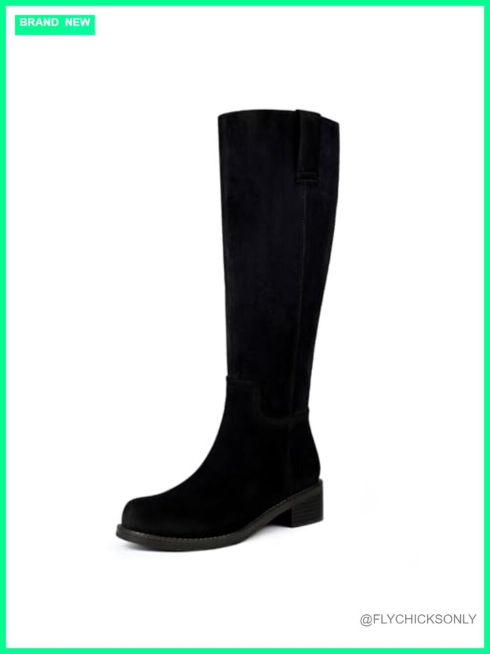 Faux Leather Knee High Boots Flat Heel Side Zipper Long Riding Boots